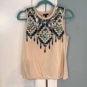 Light pink tank with Aztec sequin design from express, size small